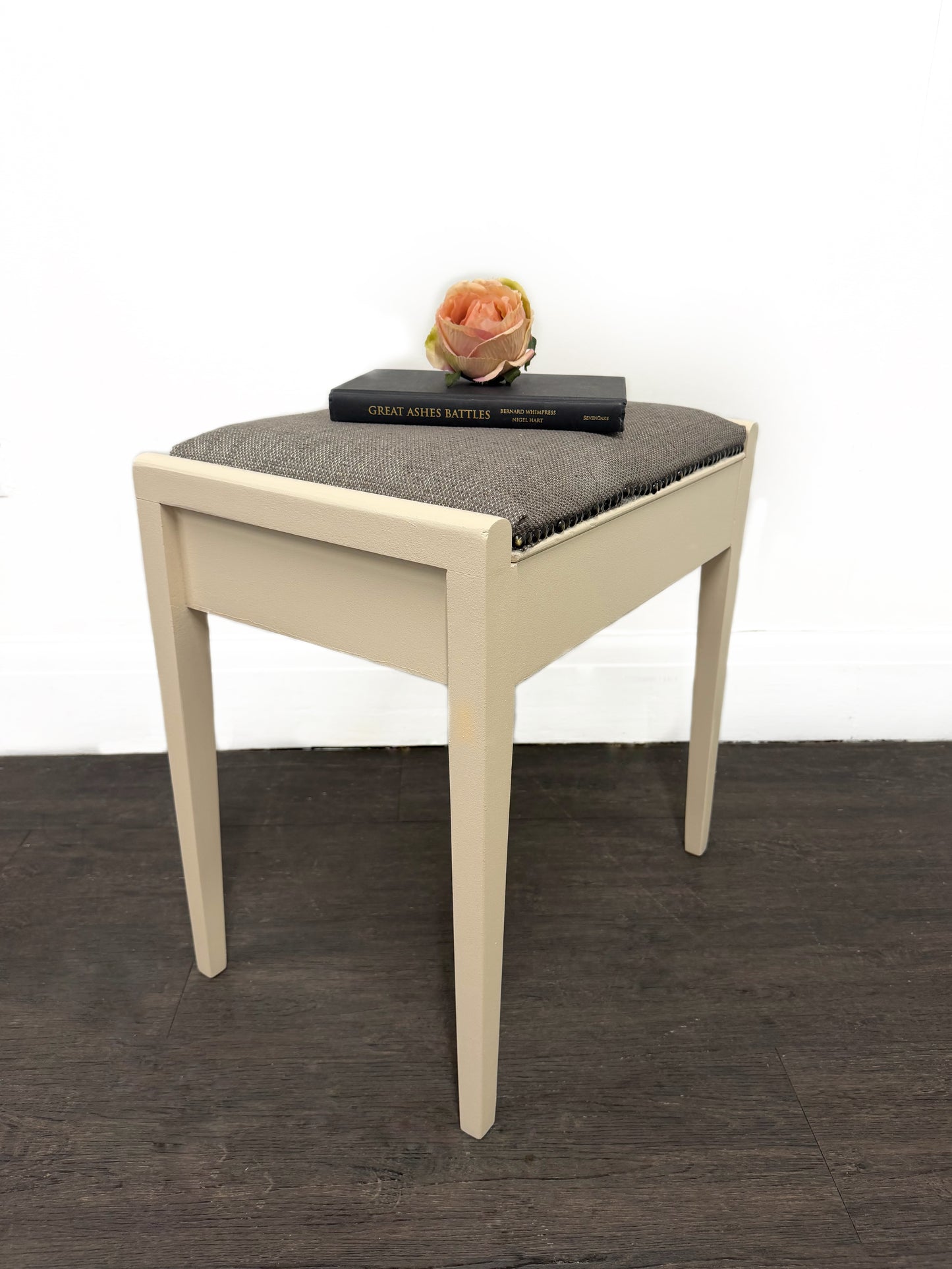 Cream And Brown Piano Stool