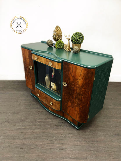 Heron of London Green Walnut Drinks Cabinet/Sideboard