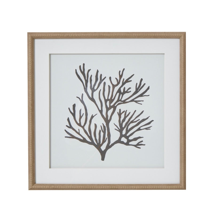 Reef Coral Art Mounted In Beaded Frame - Unique Home Pieces