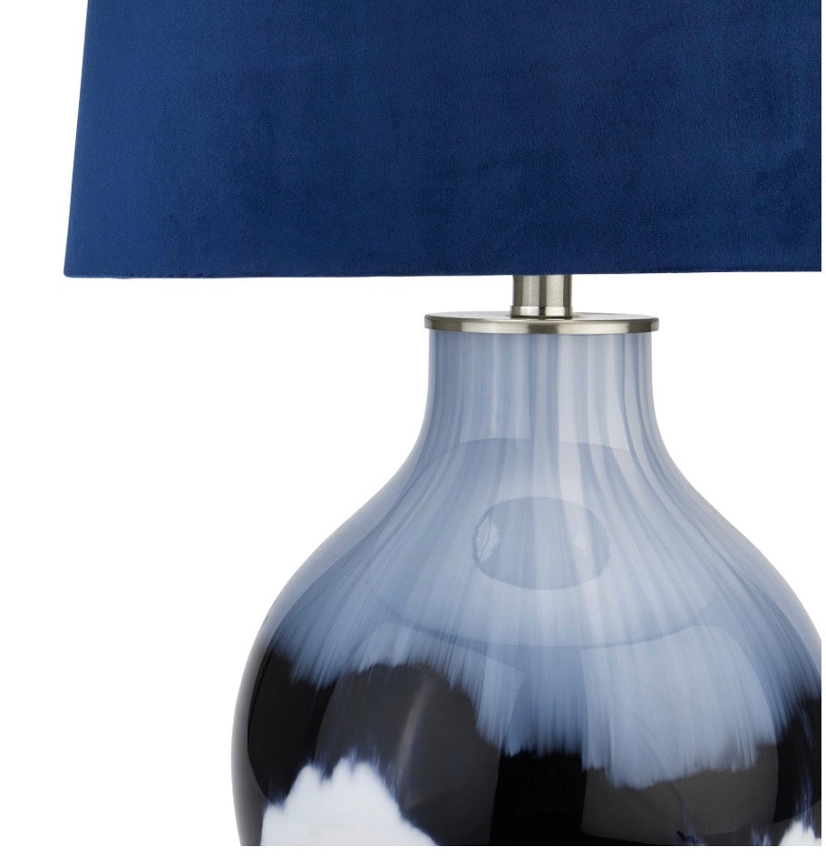 Ice Shadows Table Lamp With Navy Blue LampShade - Unique Home Pieces