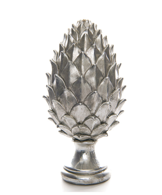 Large Tall Silver Pinecone Finial