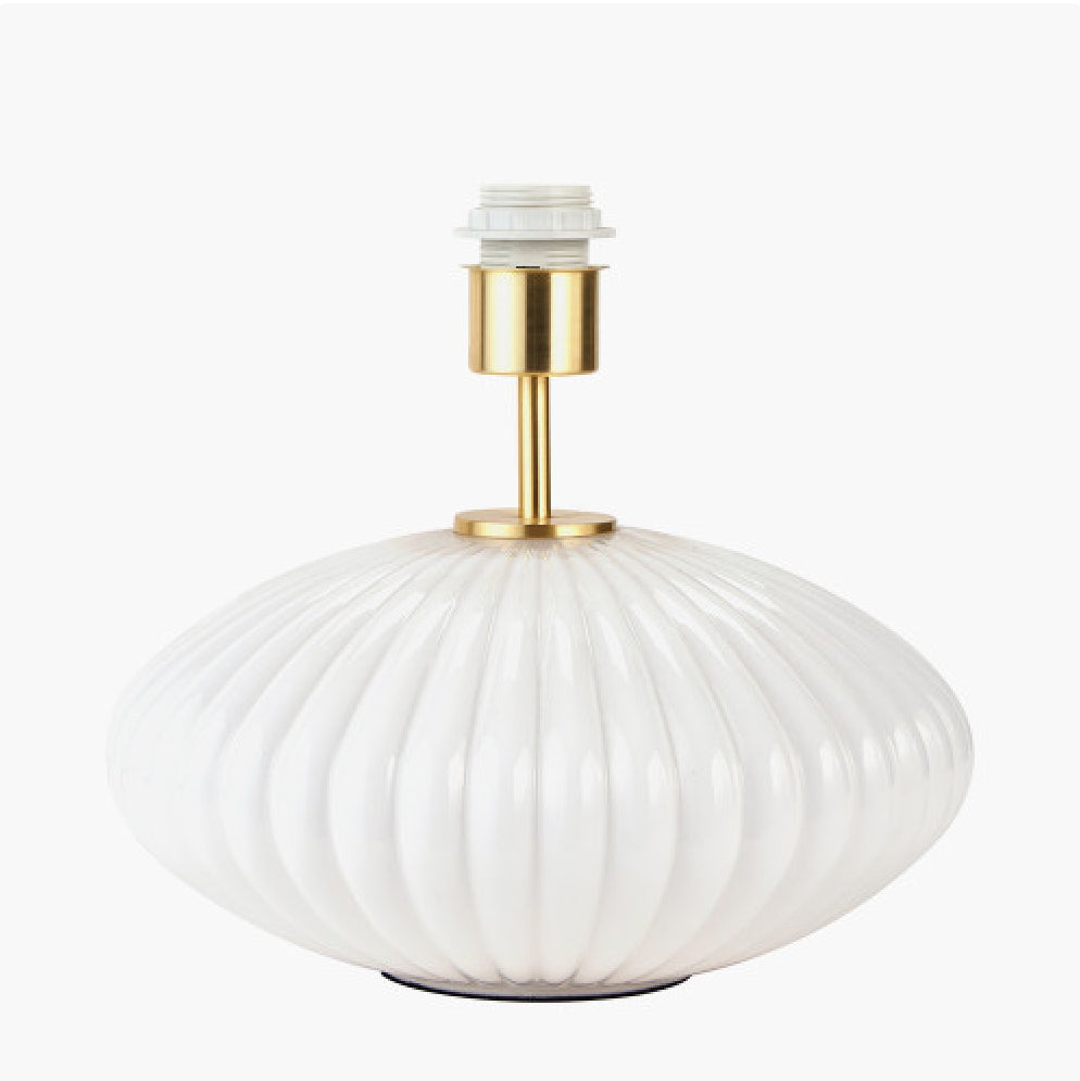 Emilia White Ribbed Glass And Gold Table Lamp Base