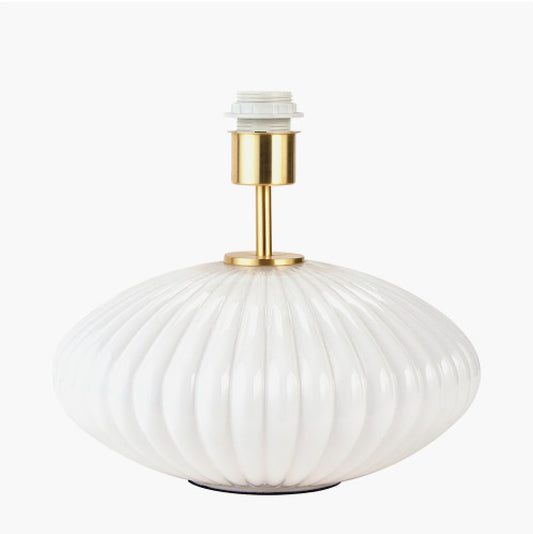 Emilia White Ribbed Glass And Gold Table Lamp Base