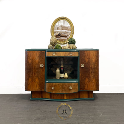 Heron of London Green Walnut Drinks Cabinet/Sideboard