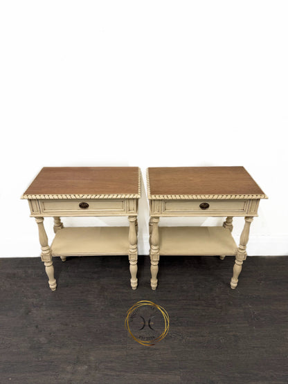 Set Of Two Cream Olde Worlde Style Nightstands/Side Tables