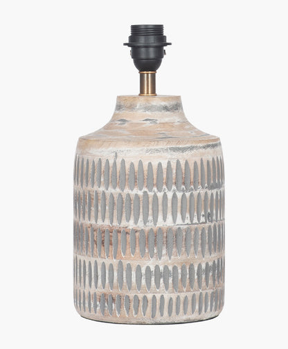 Galle Grey Wash Wood Textured Table Lamp Base