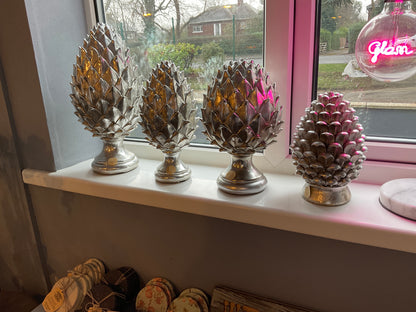 Large Silver Pinecone Finial