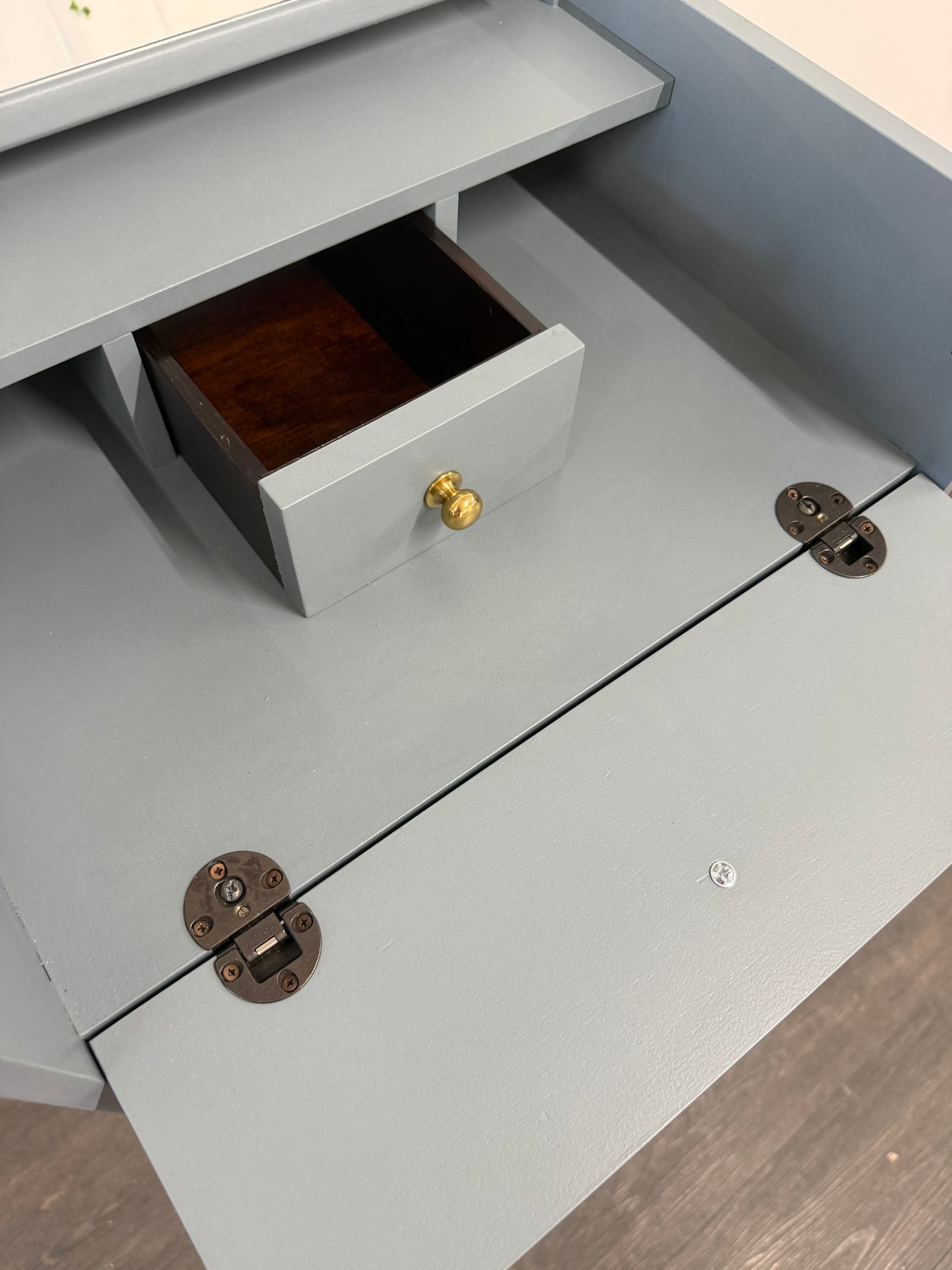 Slimline Blue Tallboy Vanity Unit Dresser Chest - Unique Home Pieces