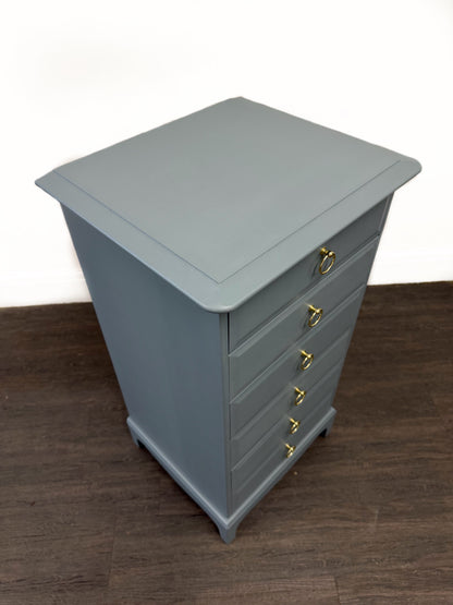 Slimline Blue Tallboy Vanity Unit Dresser Chest - Unique Home Pieces
