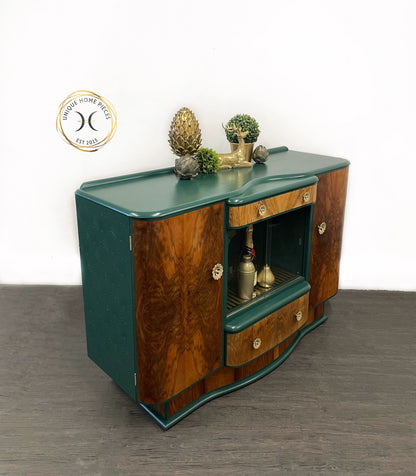 Heron of London Green Walnut Drinks Cabinet/Sideboard