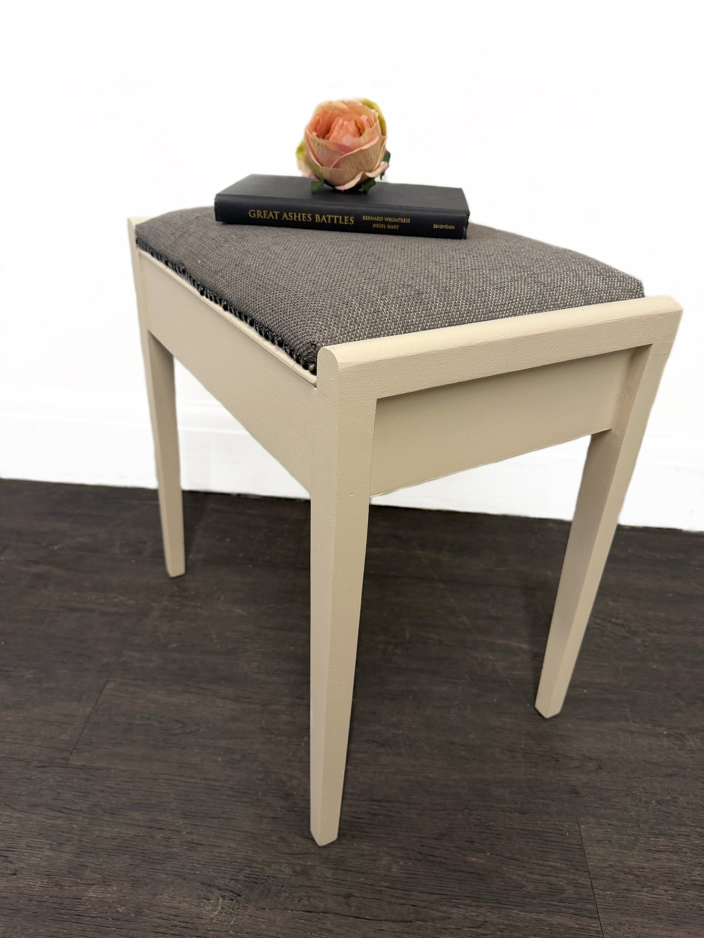 Cream And Brown Piano Stool