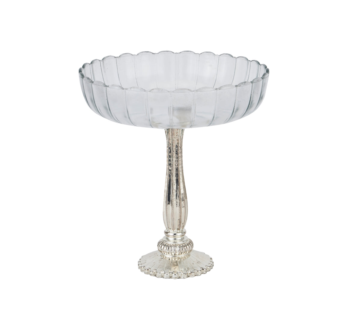 Large Fluted Glass Display Bowl