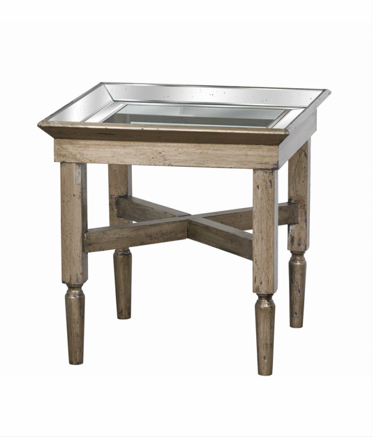 Astor Glass Side Table With Mirror Detailing