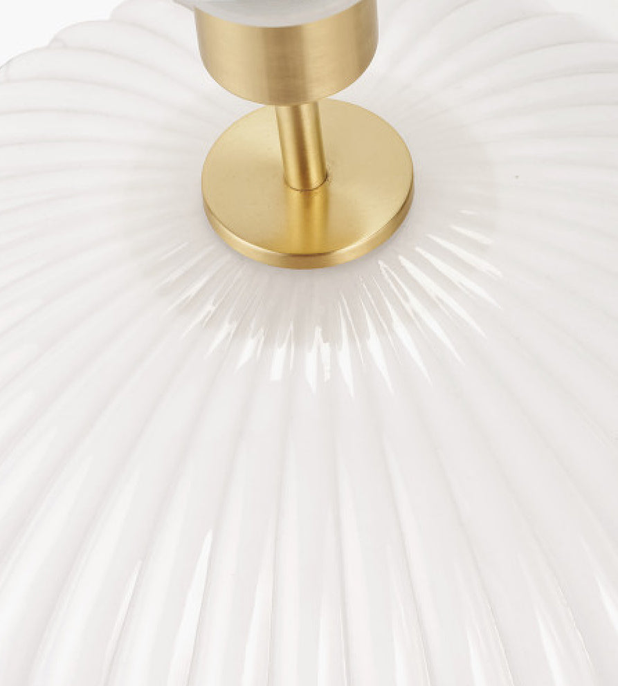 Emilia White Ribbed Glass And Gold Table Lamp Base