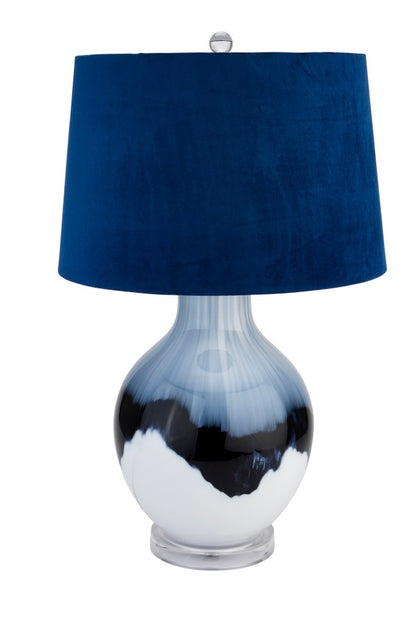 Ice Shadows Table Lamp With Navy Blue LampShade - Unique Home Pieces