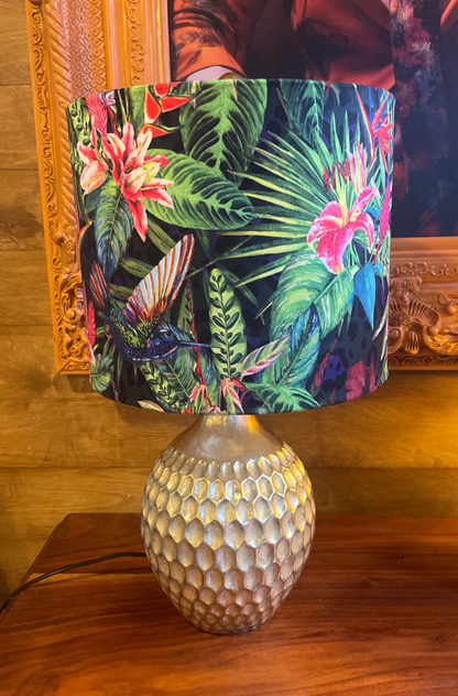 Hill Interiors Gold Lamp Base With Bespoke LampShade With Hummingbird Design