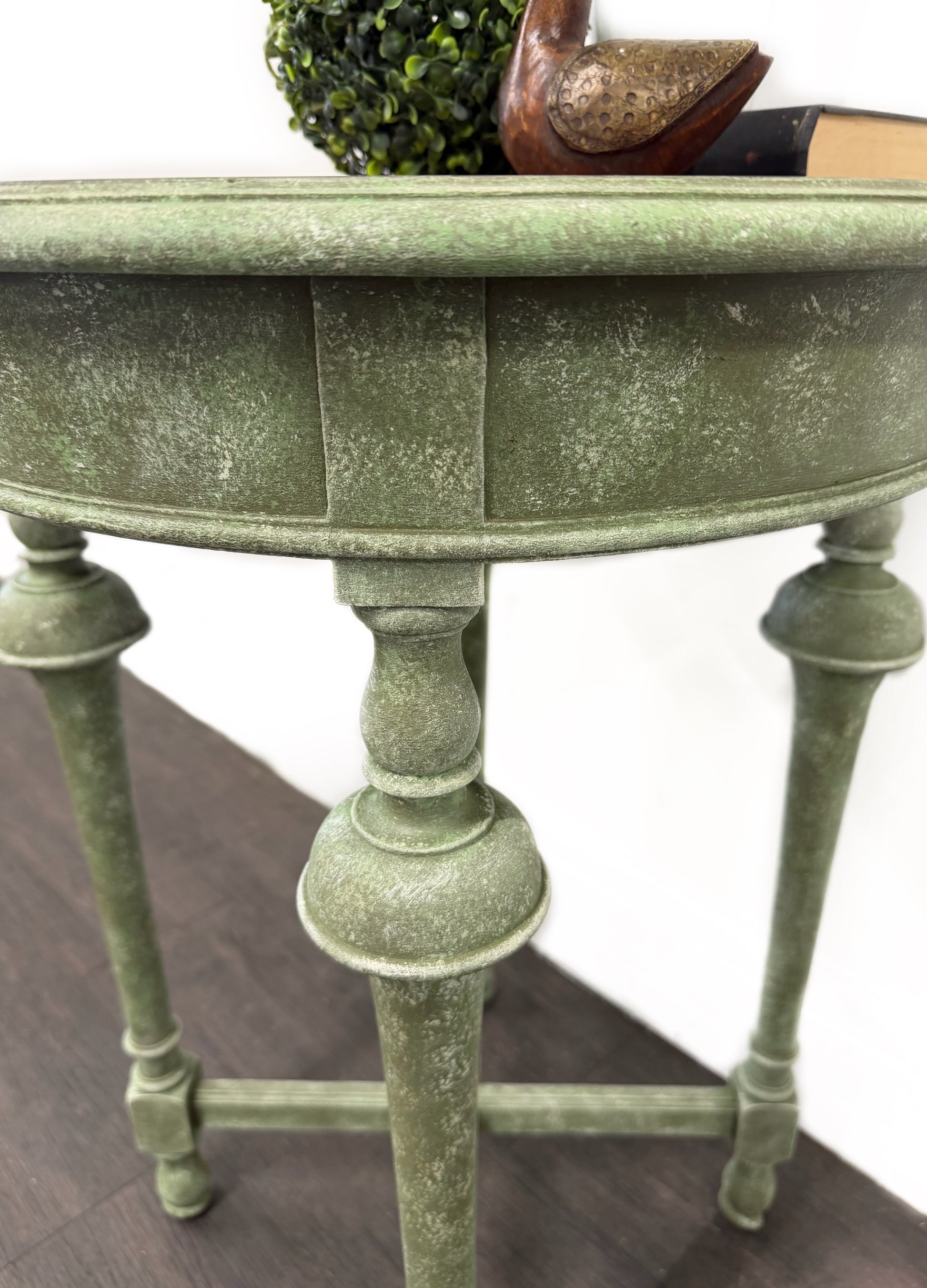Round Green Stone Effect Occasional Side Table - Unique Home Pieces