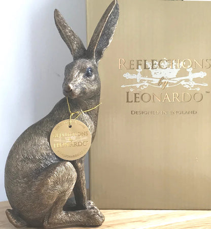 Leonardo Reflections Bronzed Large Sitting Hare Ornament