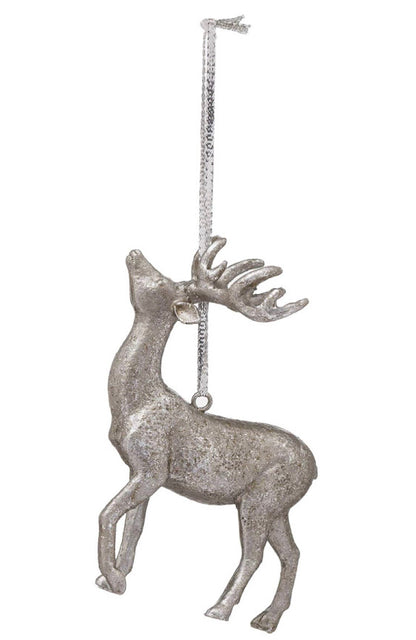Silver Stag Christmas Tree Ornament