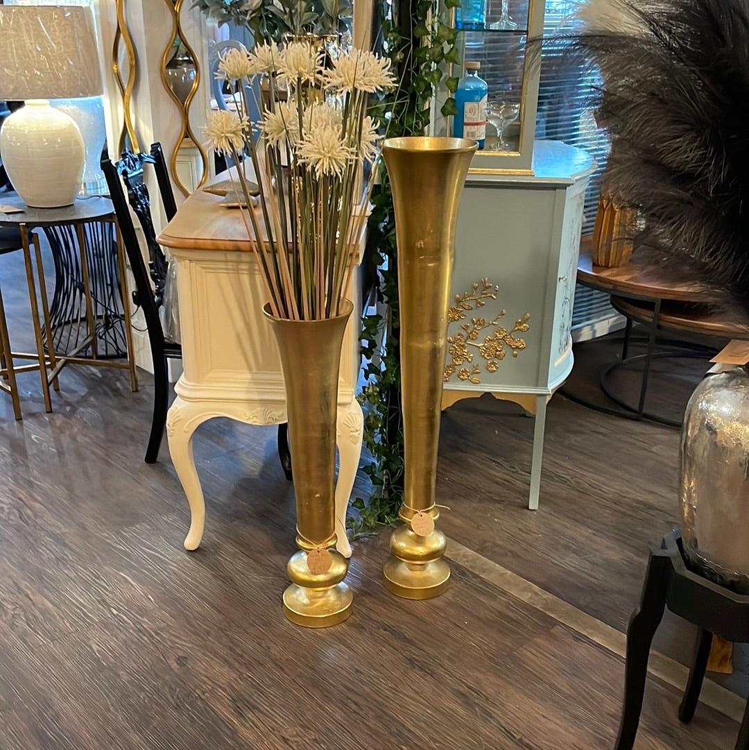 Gold Fluted Floor Vase