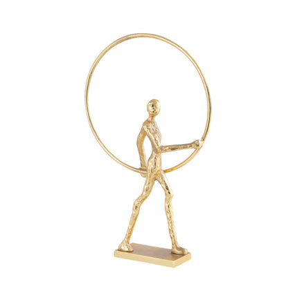 54cm Man With Ring Gold Metal Sculpture