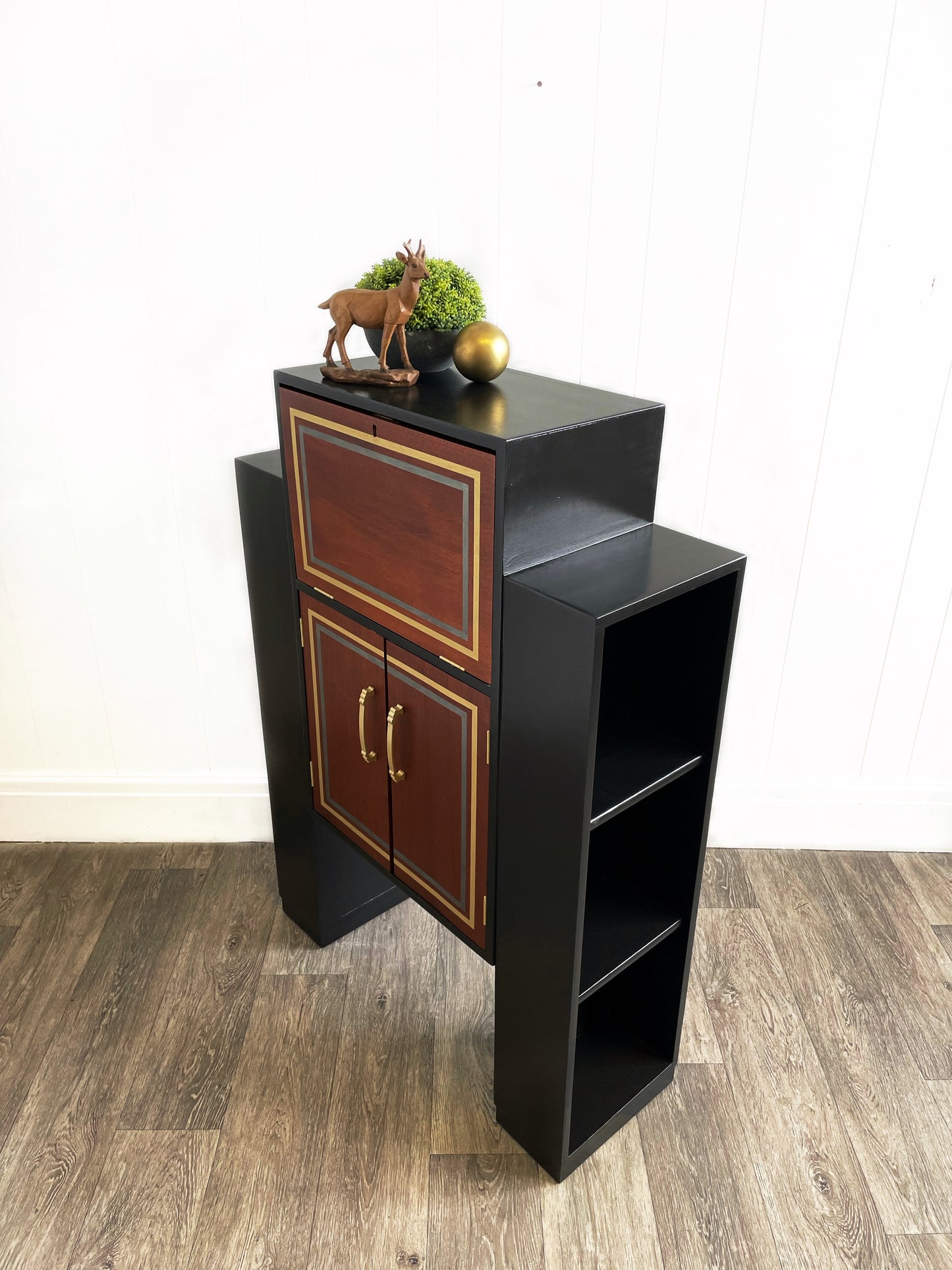 Rare Art Deco Black Cocktail Cabinet/Bureau/Bookcase