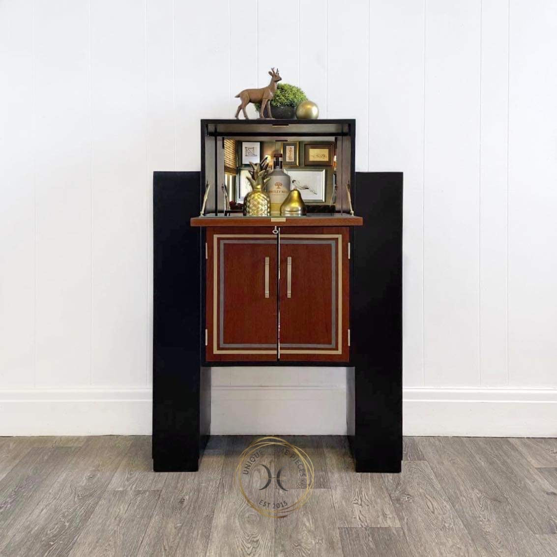 Rare Art Deco Black Cocktail Cabinet/Bureau/Bookcase