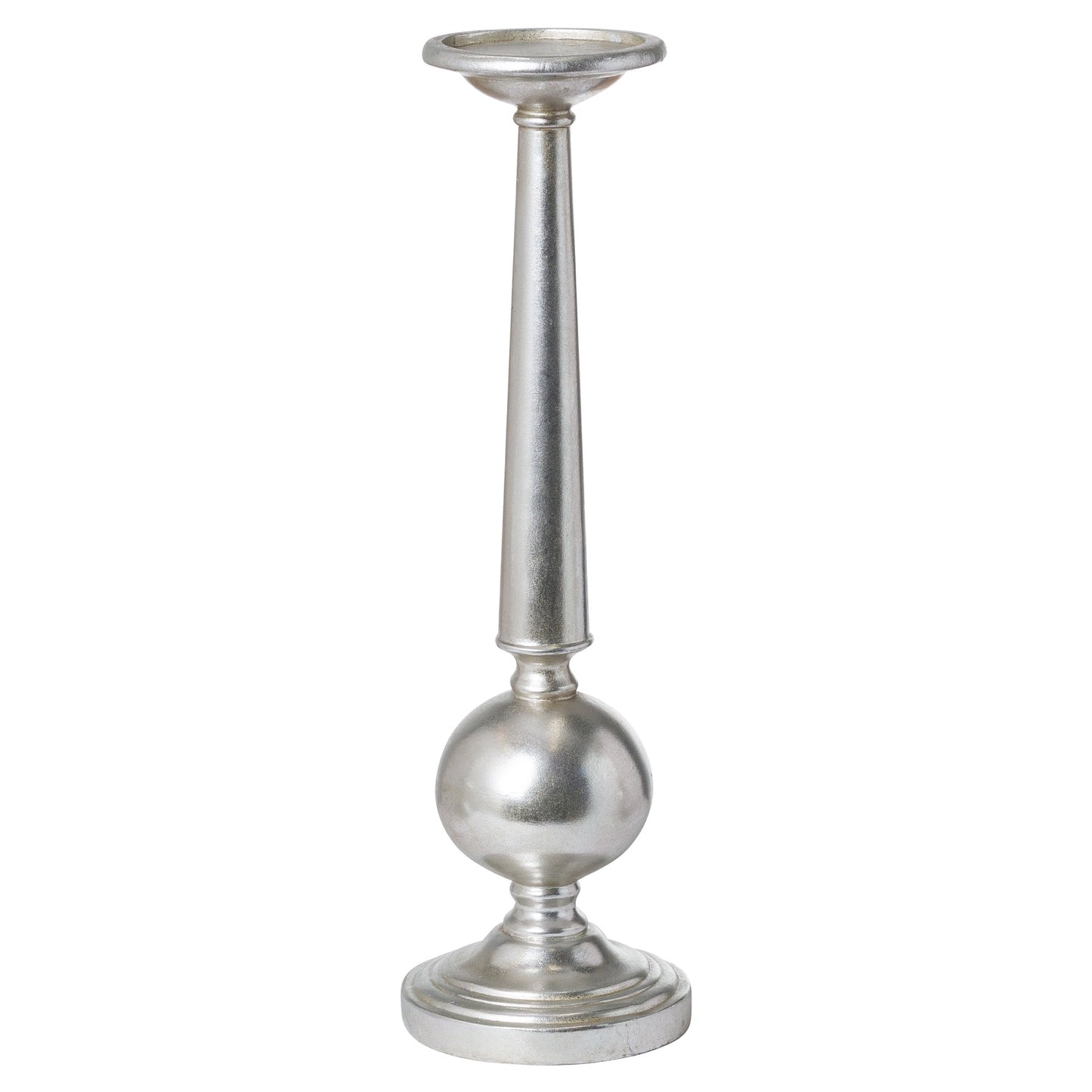 Large Antique Silver Column Candle Stand