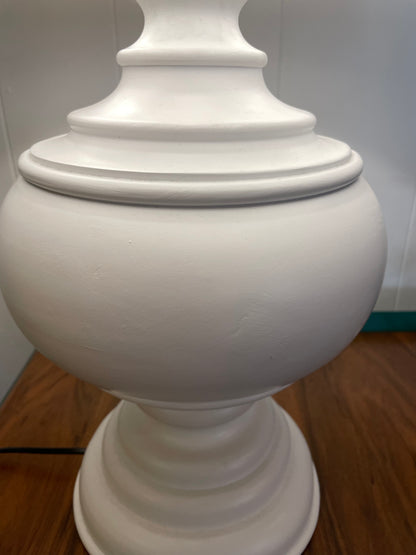 White Ceramic Lamp With White Linen Shade