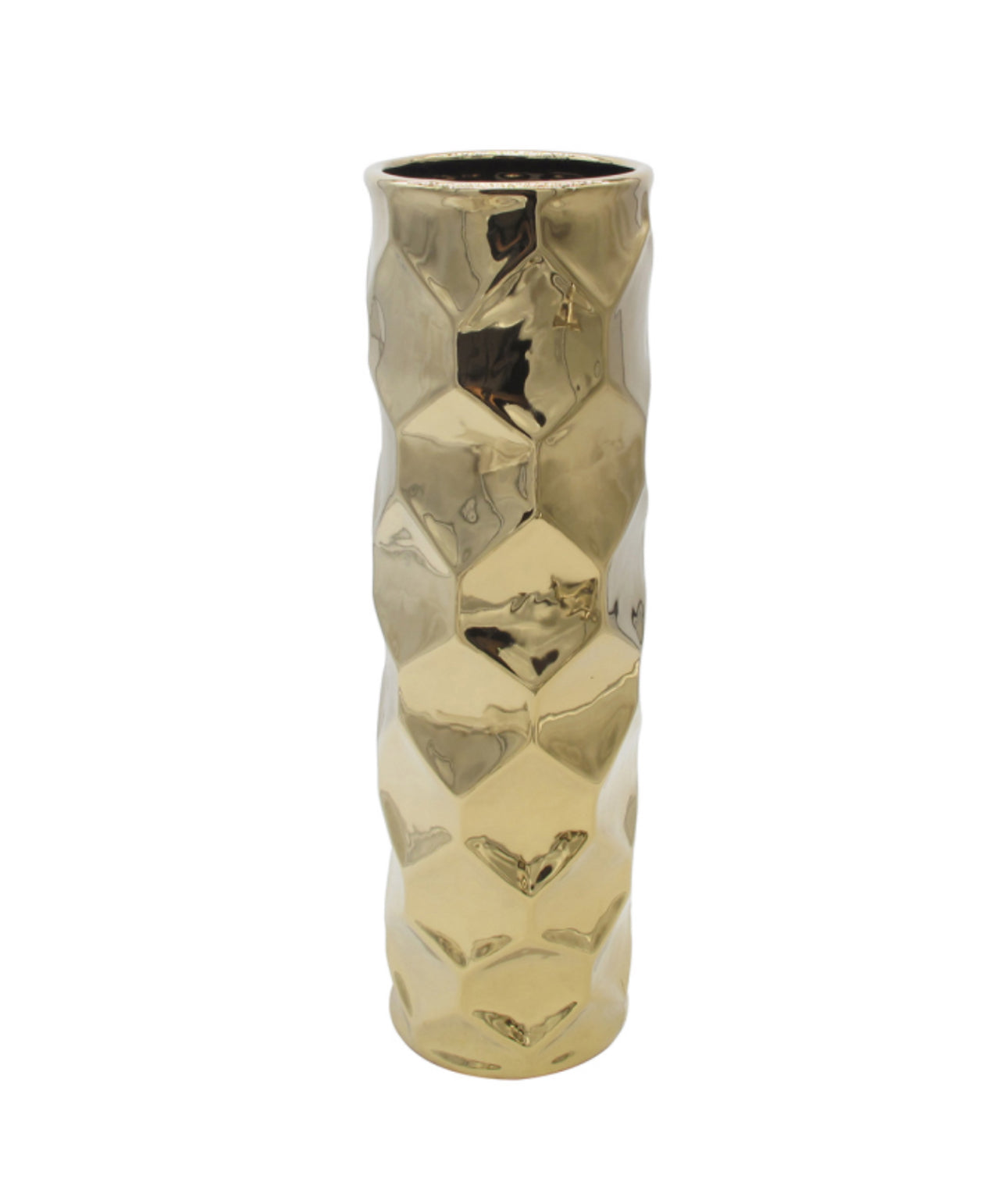 40cm Gold Hexagon Design Vase