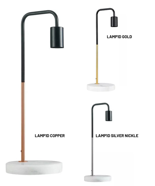 White Marble Stone And Hook Stem Desk Lamp Copper