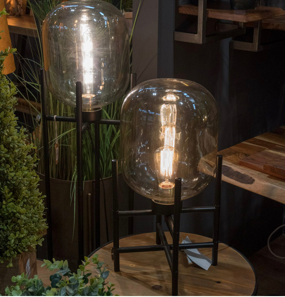 Large Vintage Industrial Glass Glow Lamp