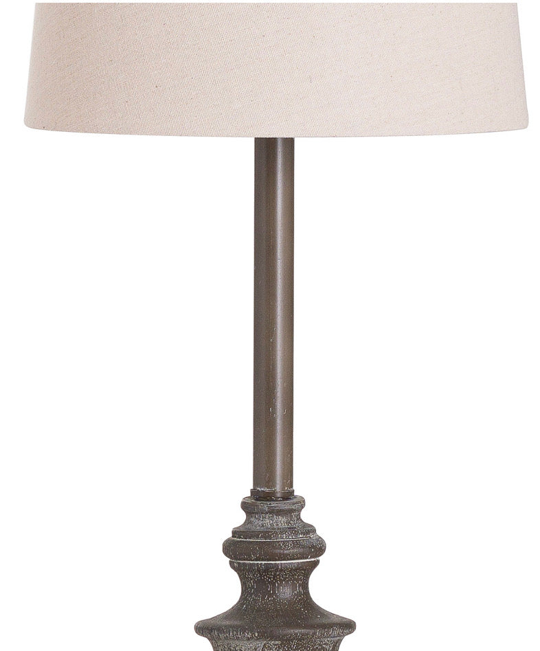 Calven Antiqued Table Lamp With Natural Shade