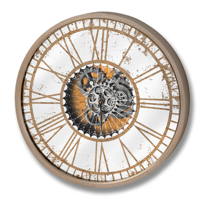 Mirrored Round Clock With Moving Mechanism