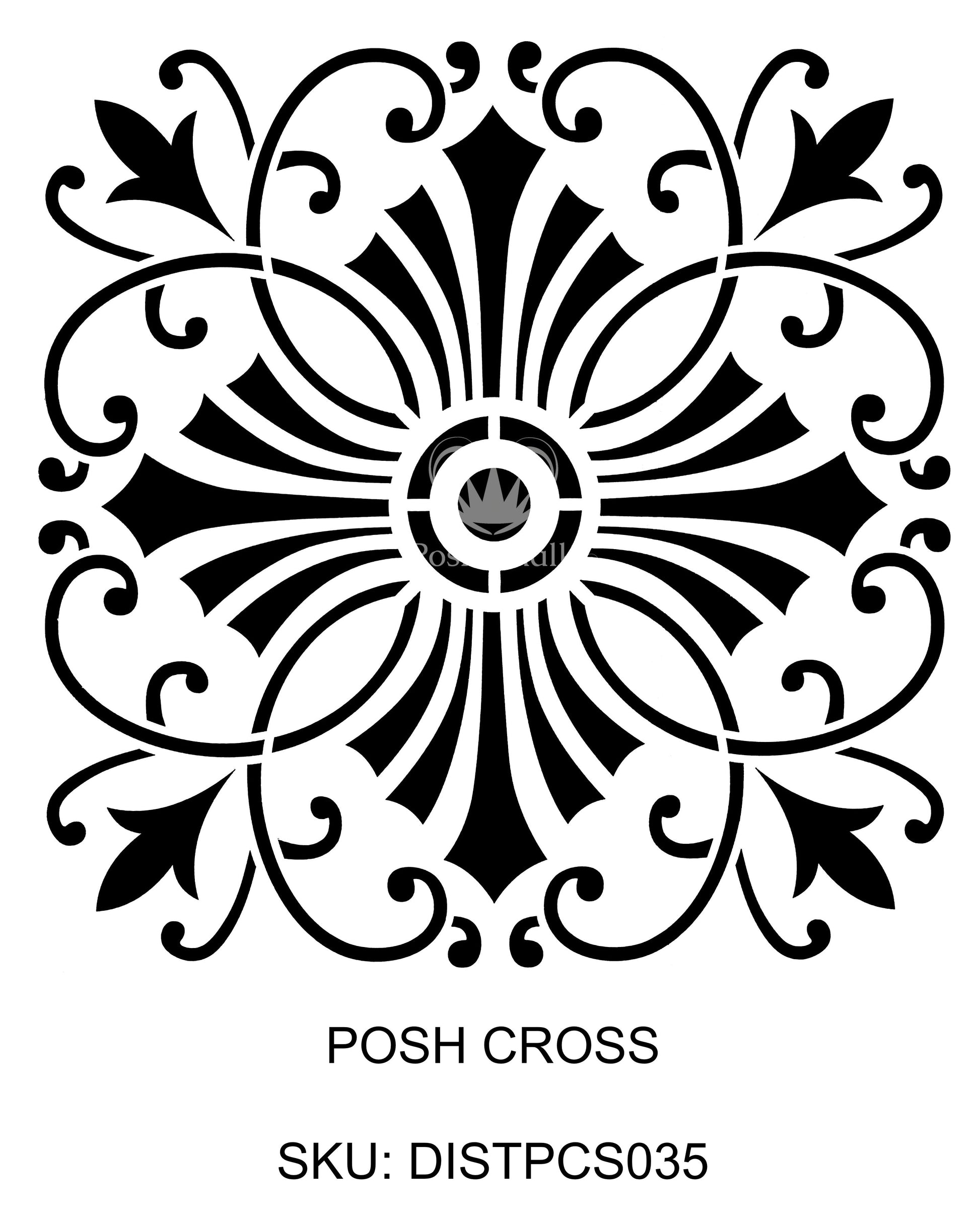 Posh Chalk Stencil Posh Cross 50x50cm New! - DISTPCS045 - Posh Chalk UK 