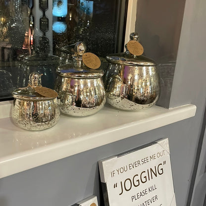 Medium Silver Bulbous Trinket Jar