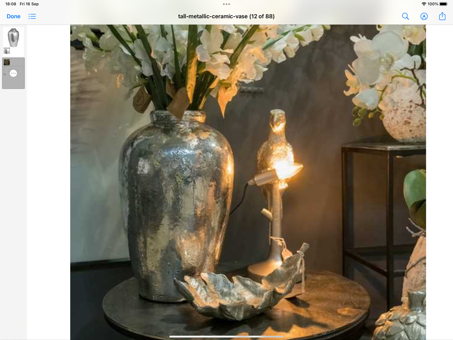 Tall Silver Metallic Ceramic Vase - Unique Home Pieces