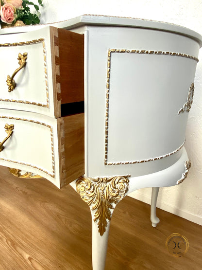 Grey French Louis Olympus Antionette Style Dressing Table Desk - Unique Home Pieces