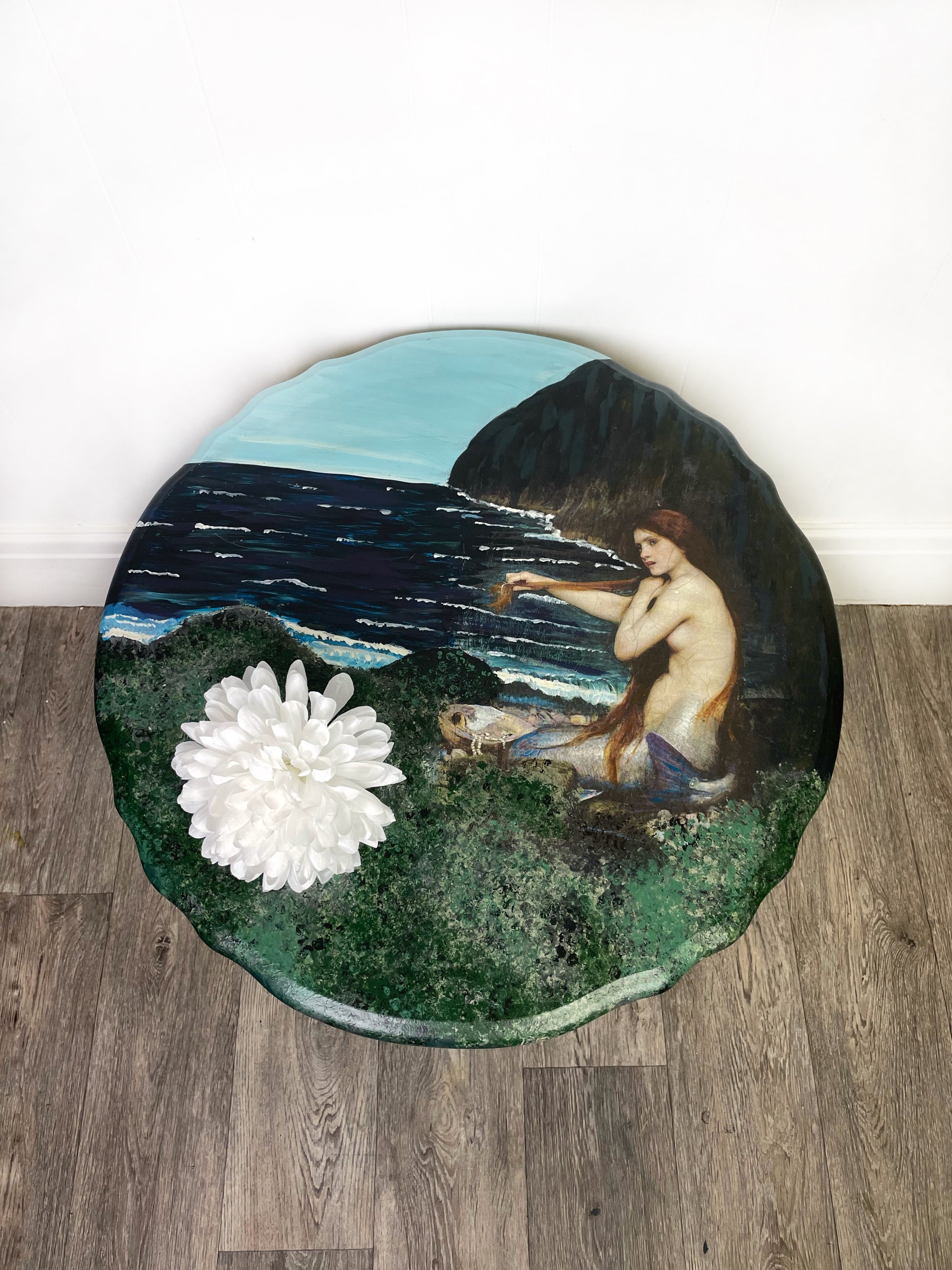Mermaid Design Coffee Table. Accent Table, Restyled Vintage Side Table - Unique Home Pieces