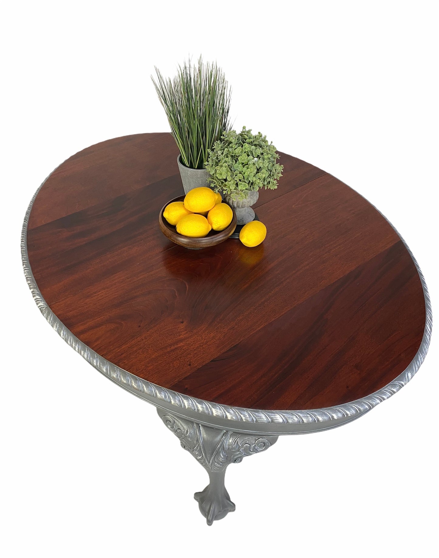 Victorian Grey Extending Wind Out Claw and Ball Oval Mahogany Table - Unique Home Pieces