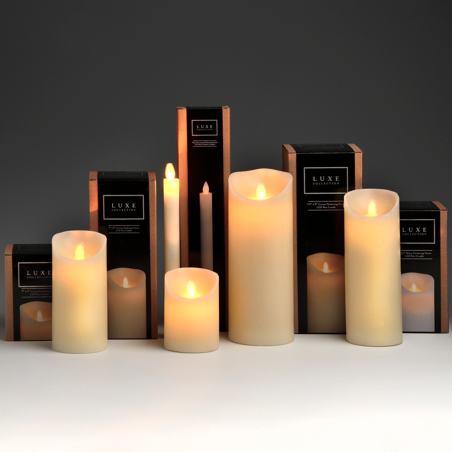Pair Of Cream Luxe Flickering Flame LED Wax Dinner Candles - Unique Home Pieces