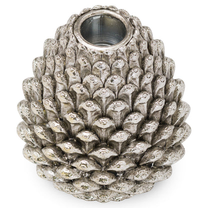 Large Silver Pinecone Candle Holder