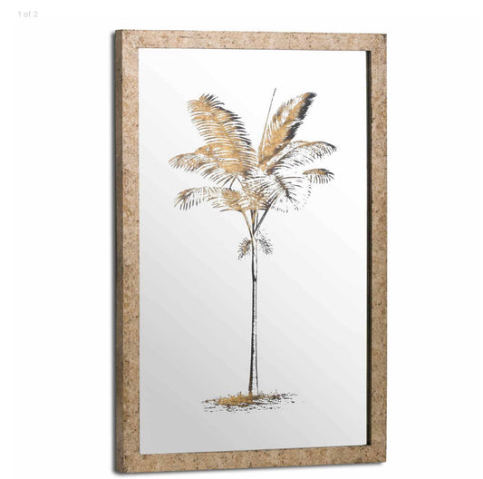 Metallic Mirrored Brass Palm Wall Art - Unique Home Pieces