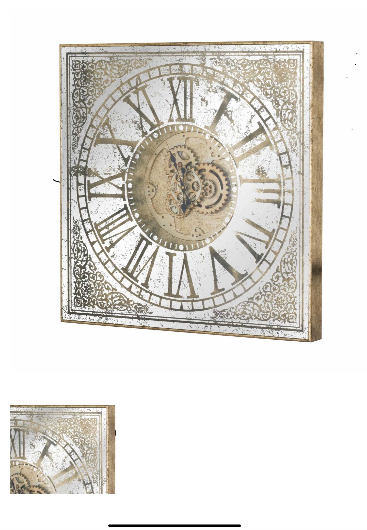 Large Mirrored Square Framed Clock With Moving Mechanism - Unique Home Pieces