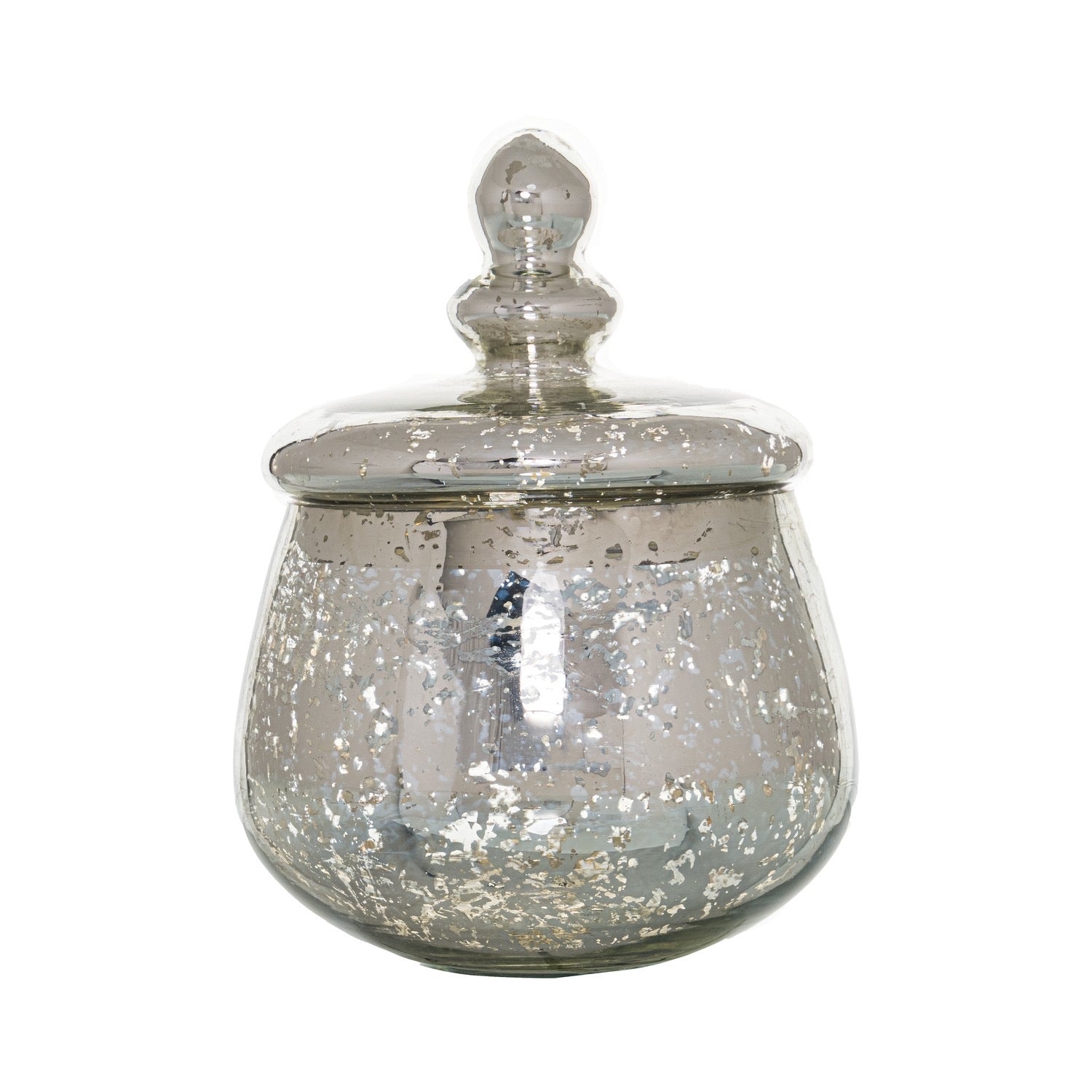 Large Silver Bulbous Trinket Jar - Unique Home Pieces