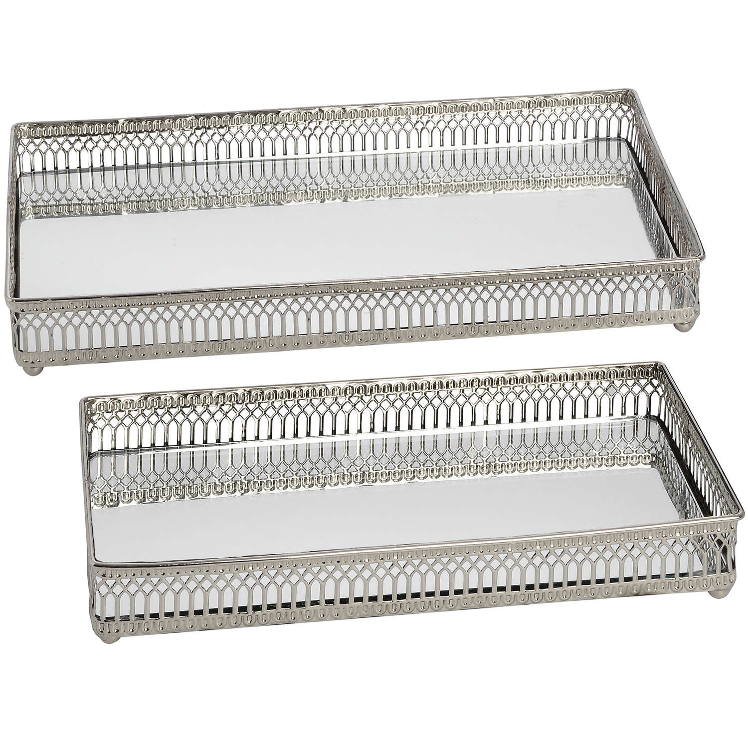 Set of Rectangular Nickel Plated Trays - Unique Home Pieces