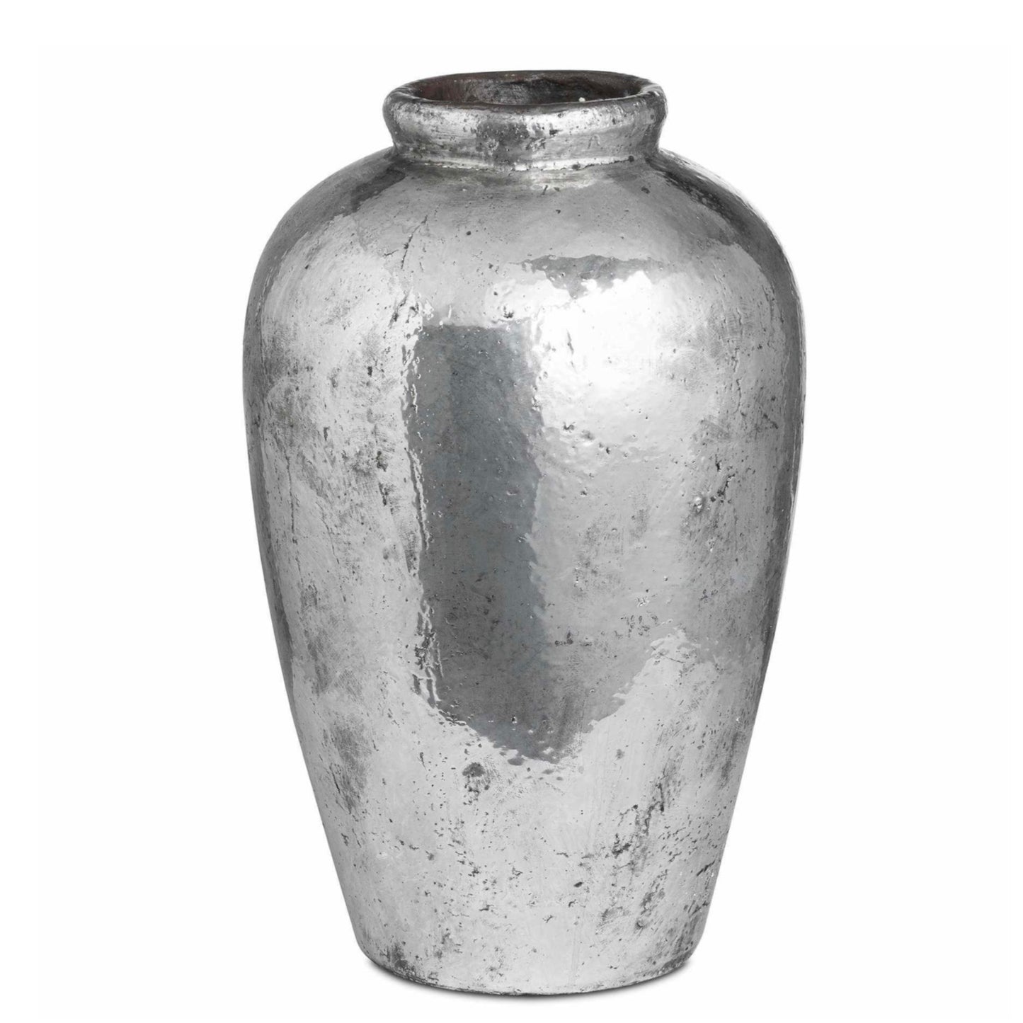 Tall Silver Metallic Ceramic Vase - Unique Home Pieces