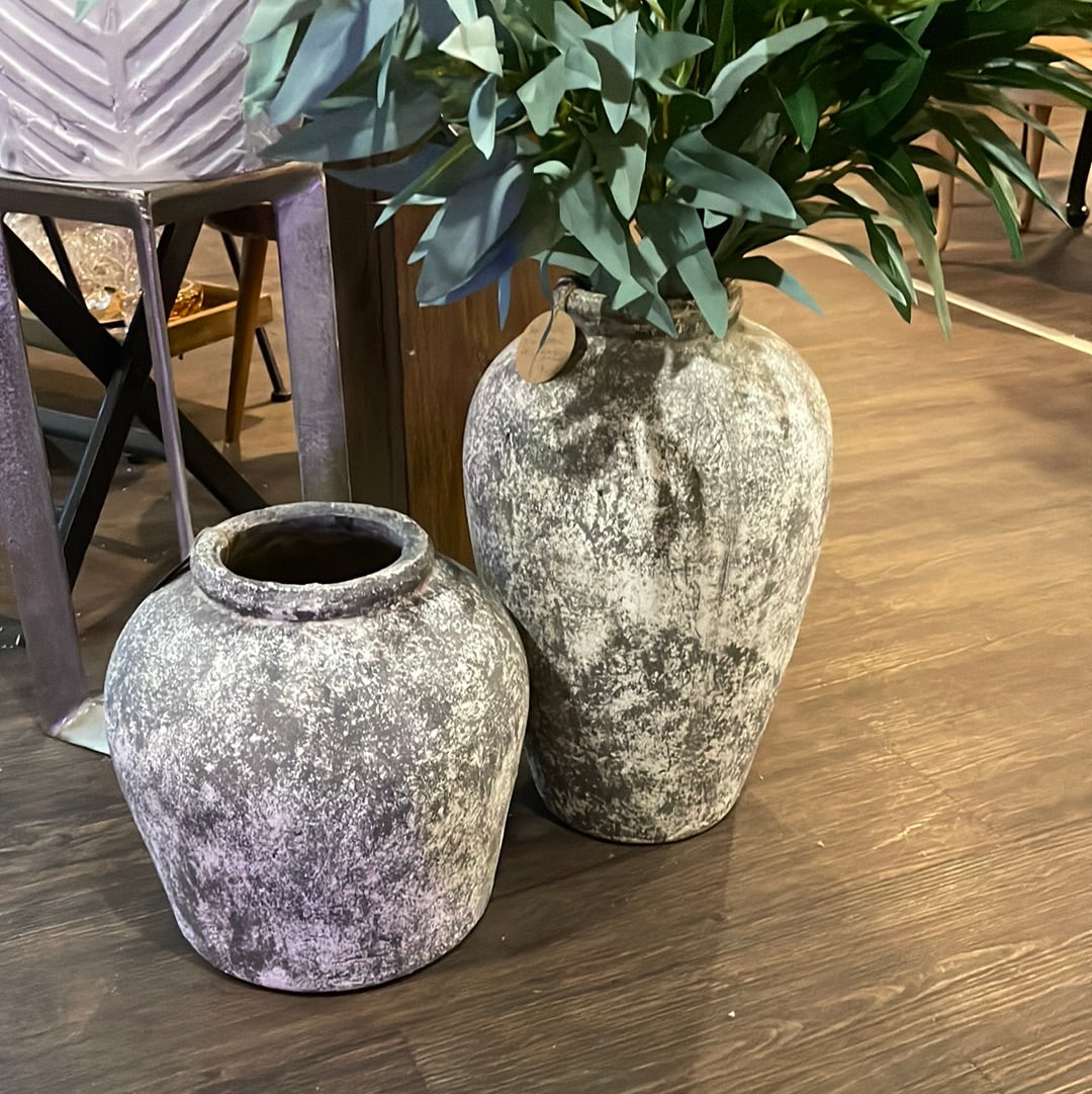 Aged Stone Tall Ceramic Vase - Unique Home Pieces