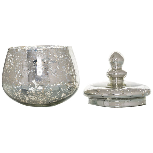 Large Silver Bulbous Trinket Jar - Unique Home Pieces