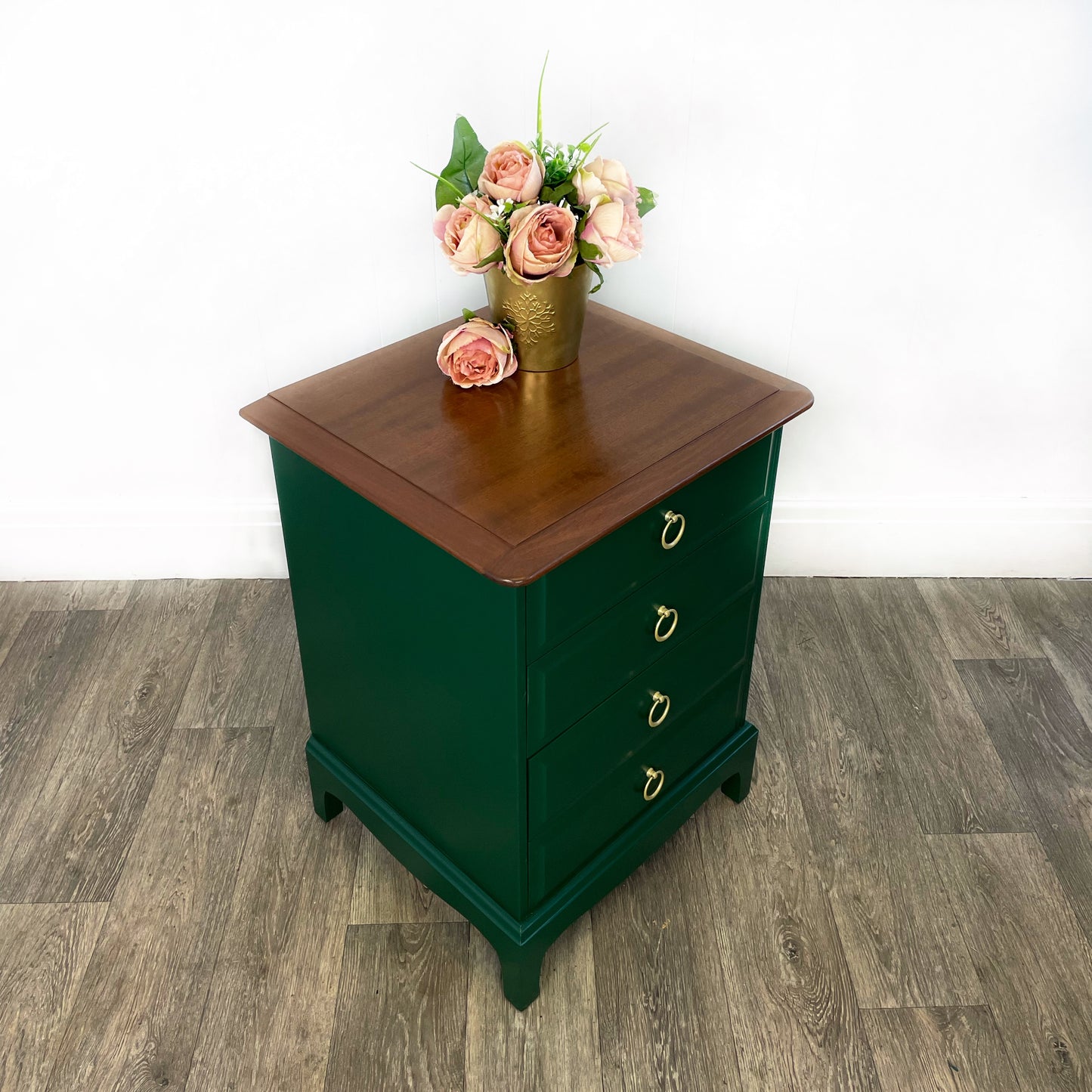 Stag Emerald Green 4 Drawer Bedside Cabinet